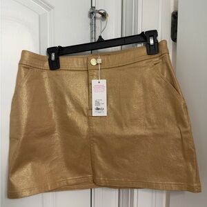 NWT Lilly Pulitzer Colette Gold Shimmer Mini Skirt